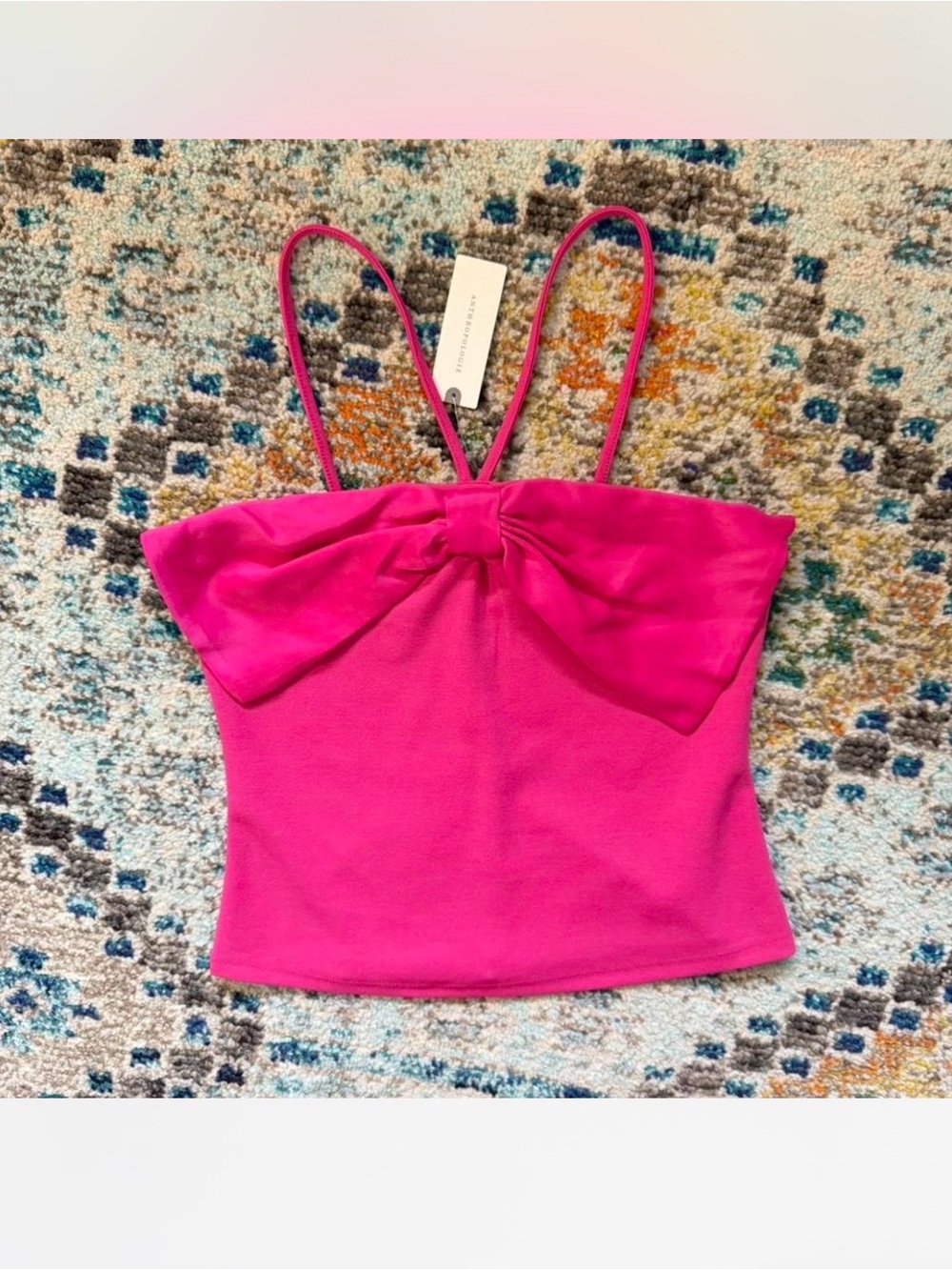 Anthropologie maeve pink bow tank top